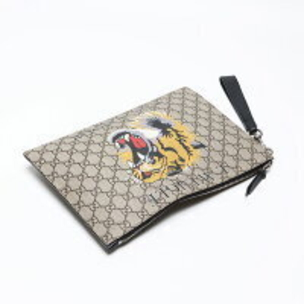 Gucci GG Supreme Tiger Clutch Bag Beige - Picture 9 of 11